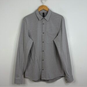 Lululemon Commission Long Sleeve Shirt Mens Large Light Gray Modern Stretch
